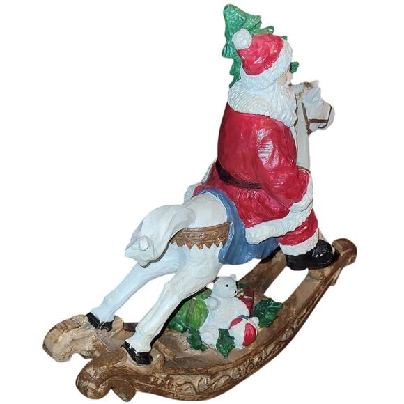 Vintage Transpac  Resin Santa Rocking Horse - Picture 8 of 13